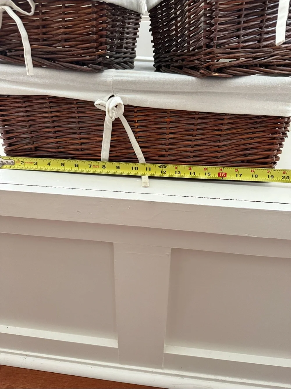 Woven Rattan Storage Baskets with Cream Lining - Set of 3
